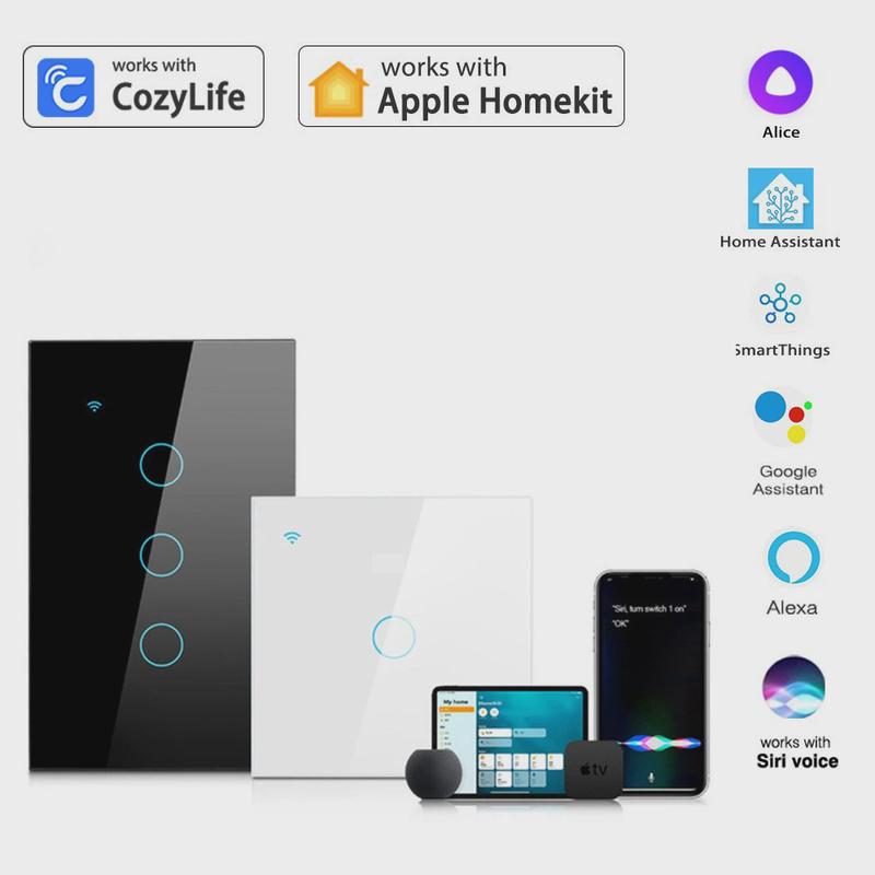 HomeKit智能触摸欧规开关远程语音控制AlexaGoogle墙壁定时开关