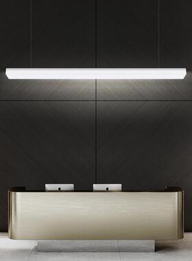 简约长条健身房吊灯方通铝材无影拼接线条灯led五面发光办公灯