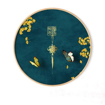 卧室禅意实木圆形装饰画客厅新中式书房玄关走廊创意挂画餐厅壁画图片