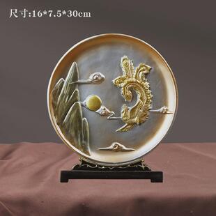 中式龙凤呈祥摆件飞龙在天工艺品挂盘坐盘子家居博古架办公室装饰