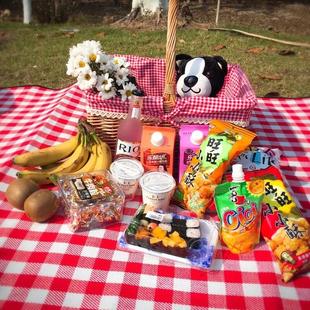 柳编菜篮子藤编手提篮带盖大号户外野餐篮购物篮竹编采摘篮收纳篮