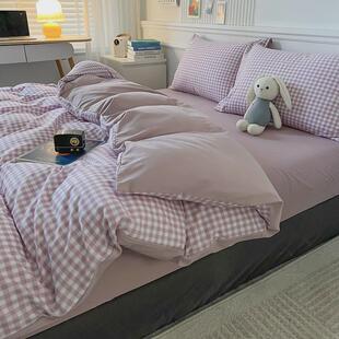 水洗棉四件套学生宿舍床笠三件套单肤单亲双人床被套床笠床上用品