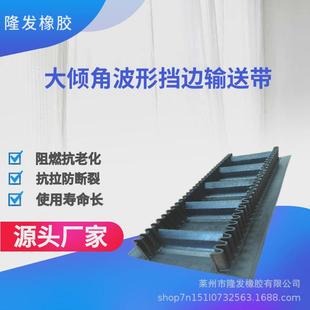 大倾角波形挡边输送带嵌入式横隔板阻燃型电厂输送带隆发厂家批发