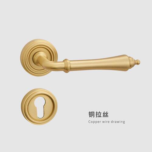 复古批发法式古铜磁吸静音卧室分体锁通用家用美式门把手门锁黄铜