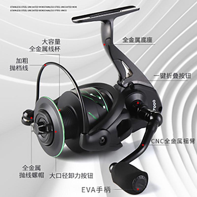 喵喵全金属线杯斜口无间隙路亚纺车轮摇臂海竿渔轮批发远投