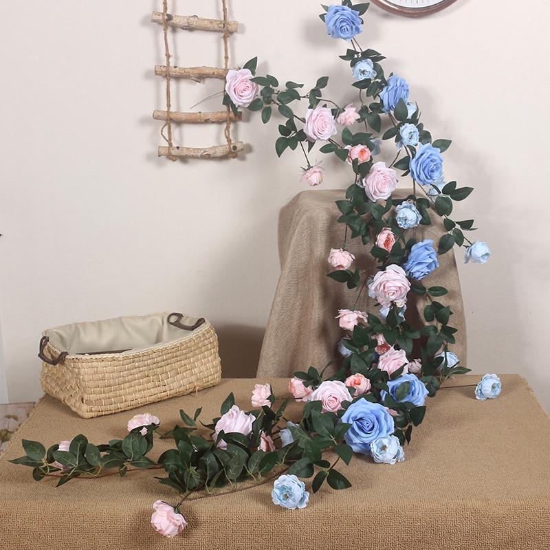 莫奈花园装饰花藤仿真玫瑰花藤条拍照打卡花墙布置秋千装饰