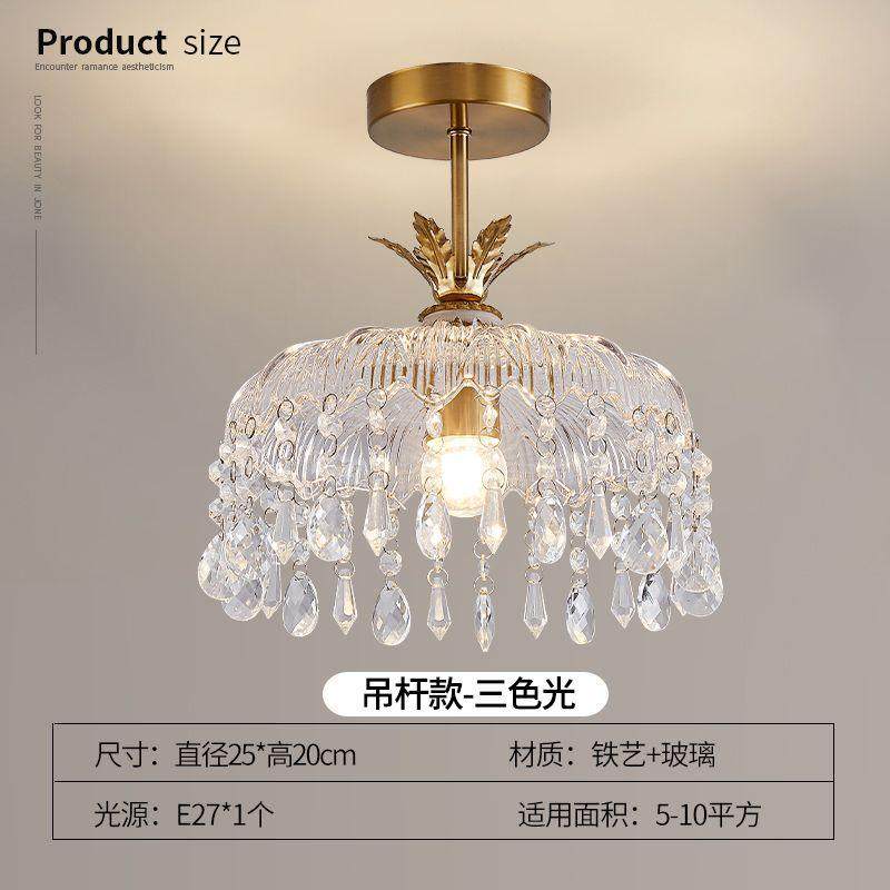 法式复古水晶小吊灯入户床头走廊阳台灯具过道玄关吧台玻璃小吊灯,家装灯饰光源,餐厅吊灯,淘宝优惠券,粉丝福利购,淘宝优惠卷