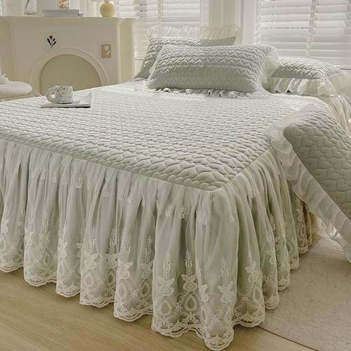 I9AT乳胶凉席床裙款夏季可水洗折叠公主风花边家用冰丝空调席子三