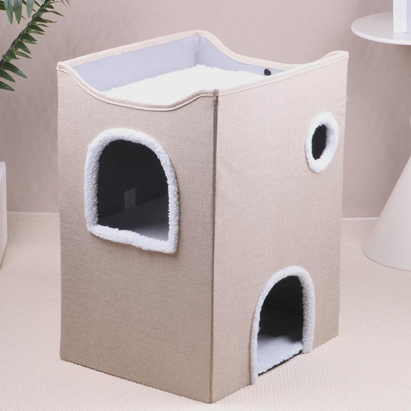 热销四季通用可折叠猫窝冬季保暖大号三层收纳猫笼宠物猫抓板