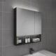 86m0不锈钢黑色浴室镜柜壁挂镜箱带灯卫生间单独挂墙式 镜子置物架