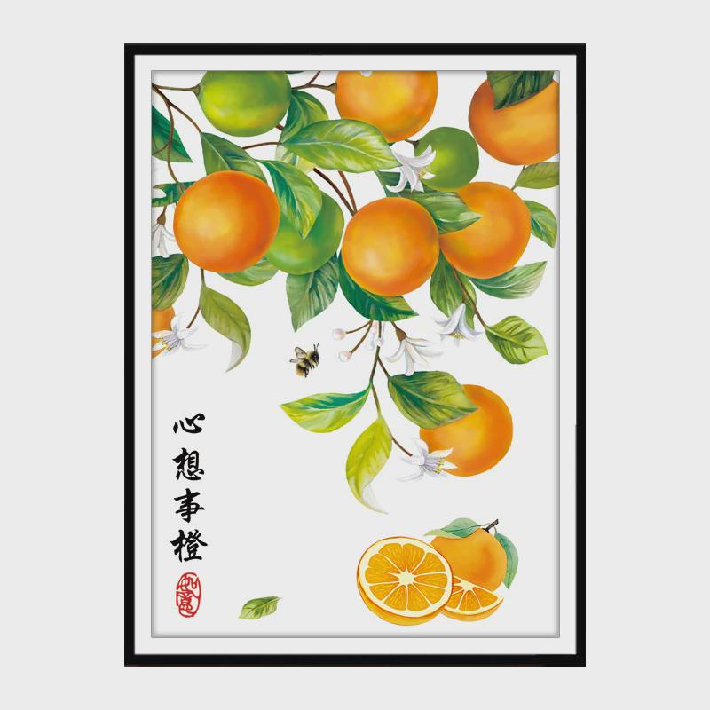 6b76心想事橙2023新款十字绣线绣风卧室餐厅小幅系列手工绣自己绣