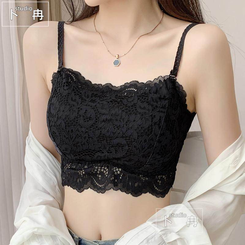 现货蕾丝小吊带背心女夏内搭外穿小胸聚拢美背内衣一体文胸防走光