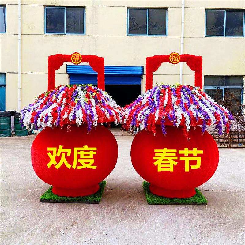 新款春节园林景观植物绿植雕塑大型仿真绿雕工艺动物造型稻草摆件