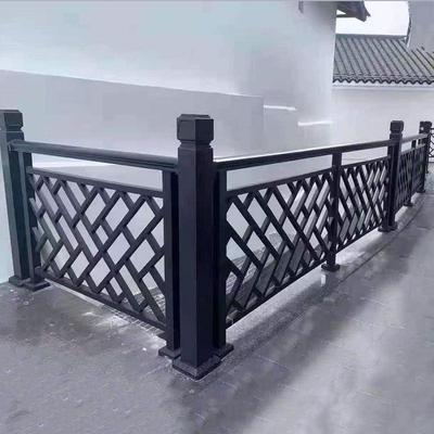 新中式仿古铝合金阳台栏杆庭院别墅铝艺木纹护栏户外露台围栏定制