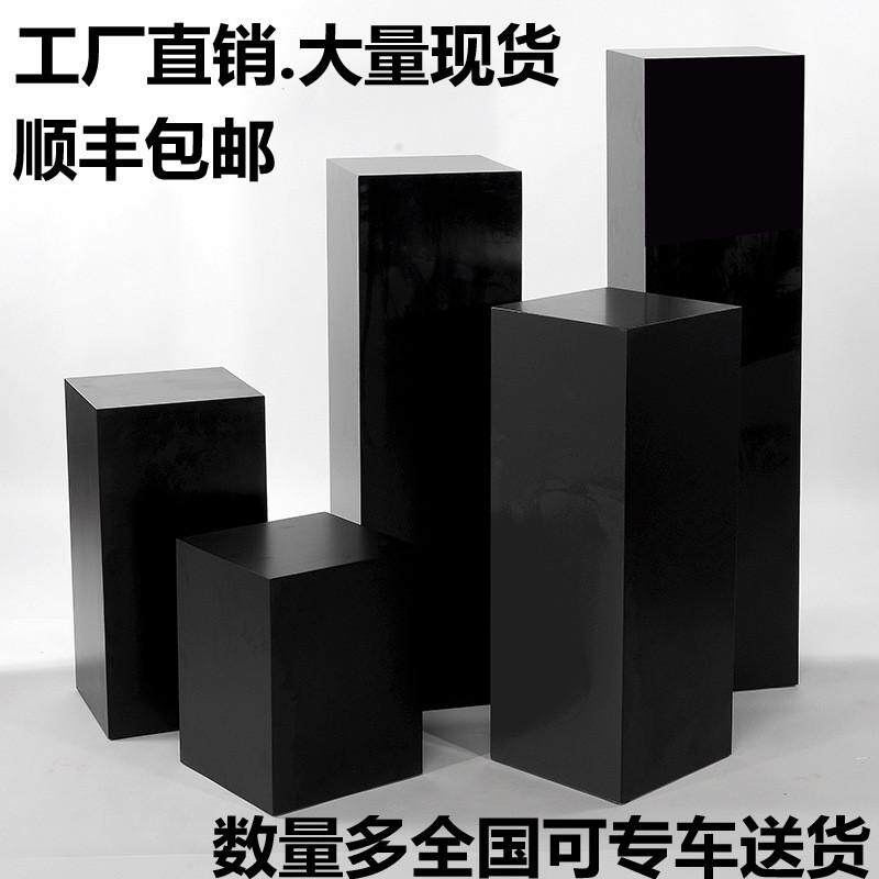 模特烤漆黑色展示台橱窗地台木质底座珠宝首饰展示柜陈列柜方形架