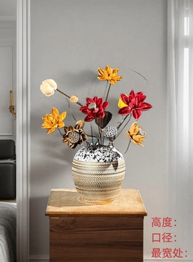 裕絮景德镇陶瓷花瓶摆件客厅插花盆高级感种花落地大复古陶罐装饰