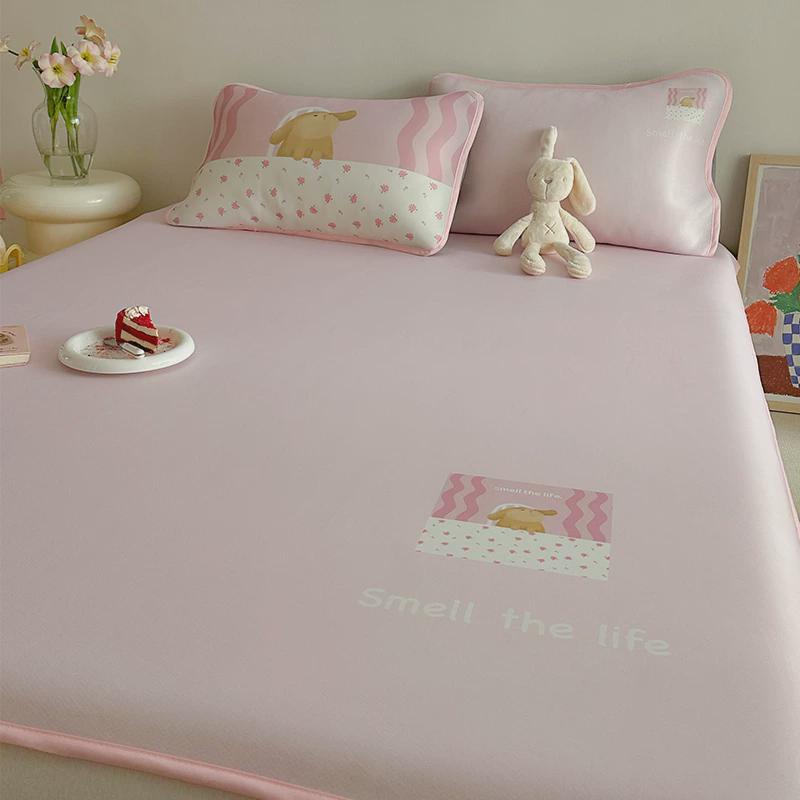 xc糯叽叽凉感丝果冻凉席1.5m1.8三件套ins简约冰丝款空调软席床笠