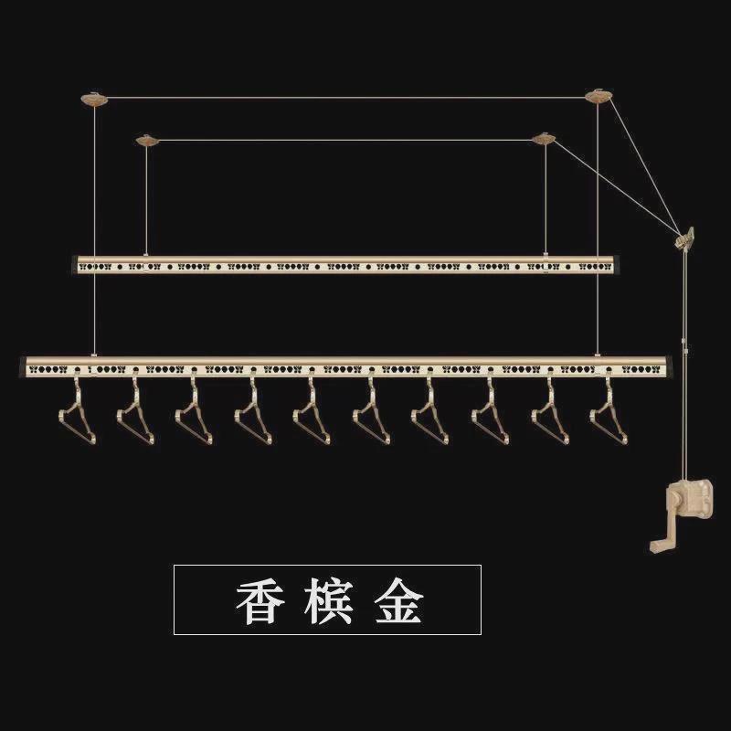 升降晾衣架阳台手摇折叠手动晾衣杆室内家用加厚晒被双杆式凉衣架