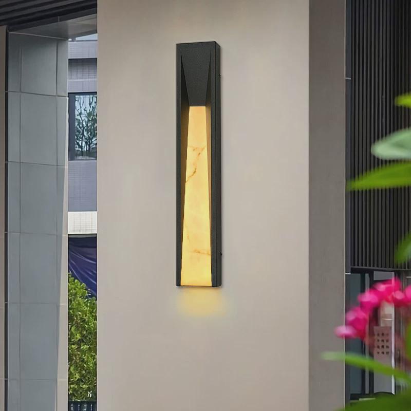 新中式壁灯庭院门柱别墅壁灯户外防水家用照明接电led仿云石壁灯