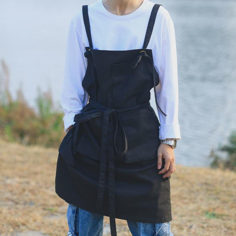 牛仔围裙家用厨房工作服印字围腰男女花艺理发师服务员韩版logo