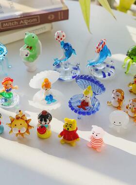 创意迷你玻璃饰品桌面饰品客厅卡通可爱海洋动植物鱼缸水母饰品