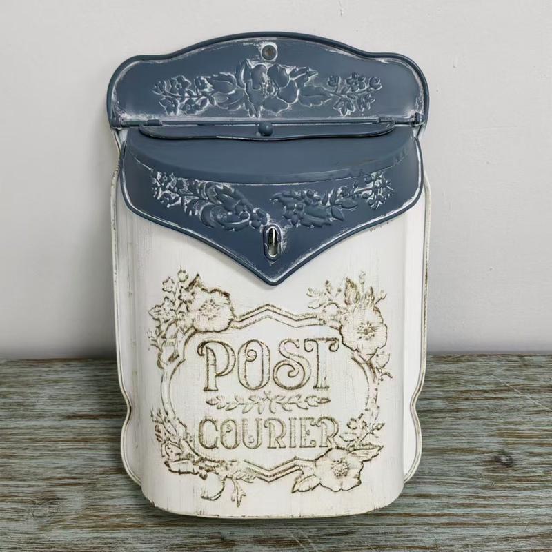 乐樵邮箱复古创意庭院别墅户外装饰蓝白色金属铁皮壁挂信箱跨境