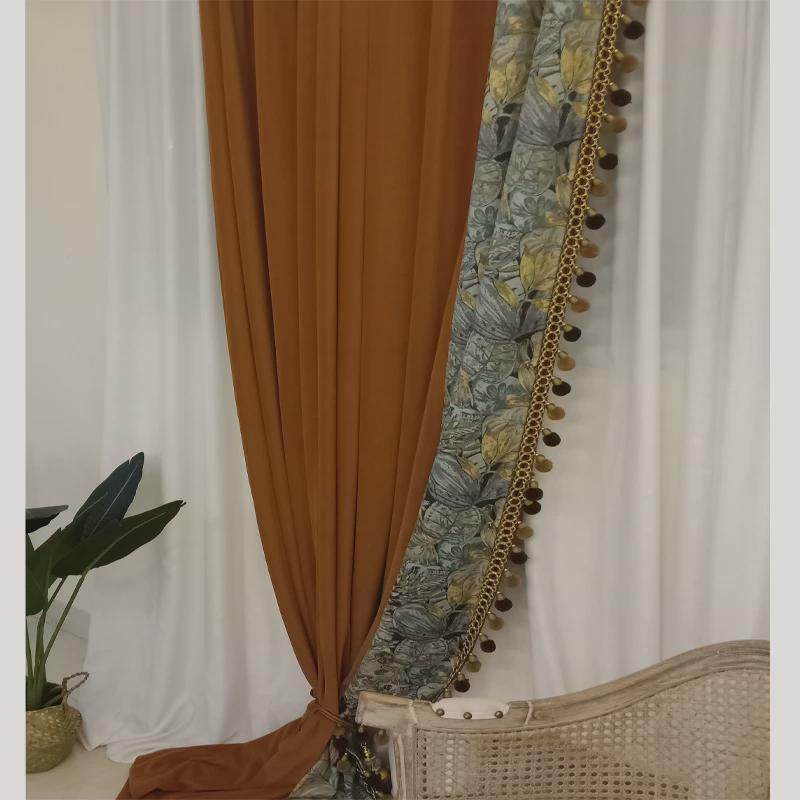 新款法式新古典复古美式欧式轻奢焦糖色橙色花布暖色窗帘客厅新品,居家布艺,成品窗帘,淘宝优惠券,粉丝福利购,淘宝优惠卷