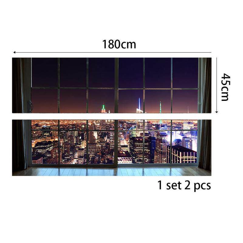 外贸3d窗台贴超级跑车床头风景创意墙贴个性家庭装饰壁纸壁画