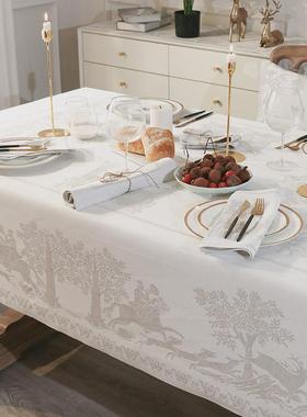 H1FW72X欧式棉麻桌布白色长方形轻奢感餐桌布美式现代茶几桌
