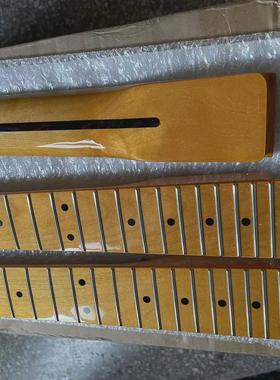 热销黄色电吉他亮光琴颈枫木要下套管电吉他diy柄吉他配件