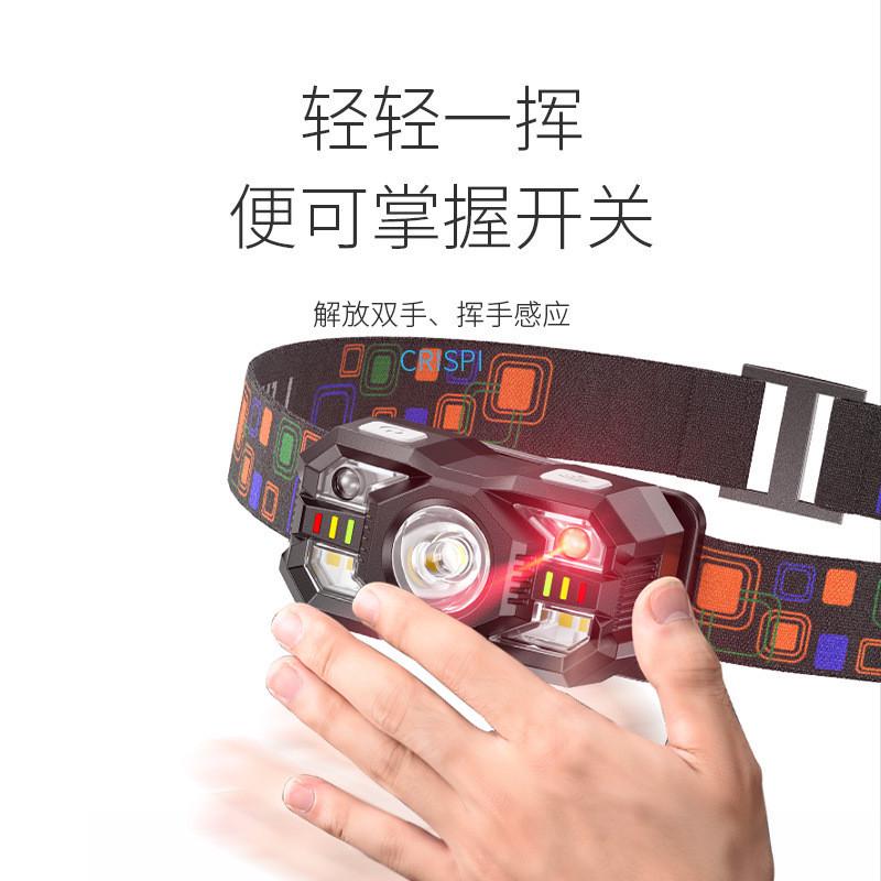 微笑鲨户外感应式夜钓头戴灯红白双光迷你头灯聚泛光头灯