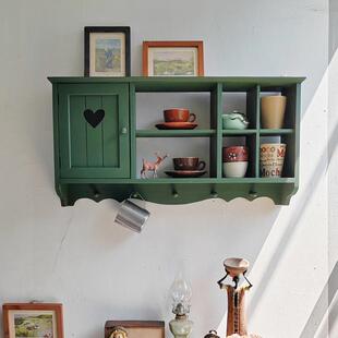 zakka搁板置物架墙上壁挂式实木小型吊柜餐边柜杂物杯子收纳架窄