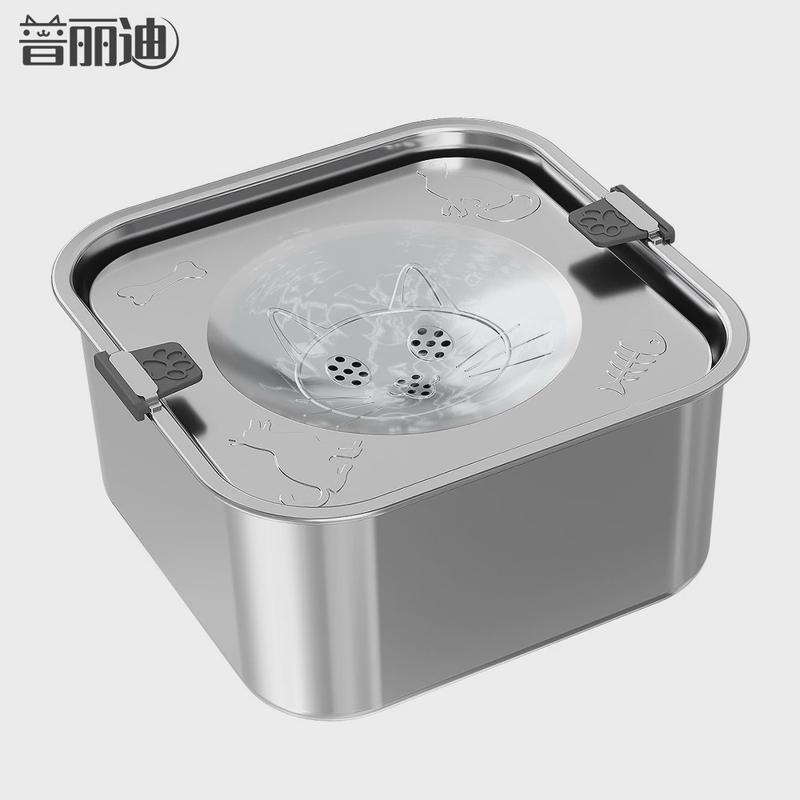 304不锈钢狗碗悬浮碗方形漂浮碗狗盆大容量饮水防打翻宠物碗喝水