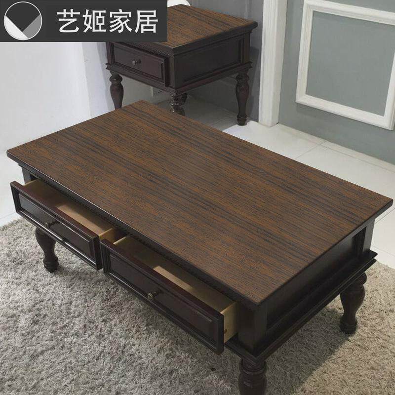 06ym仿木纹复古原木红色茶几桌布餐桌垫防水pvc软玻璃塑料茶几垫