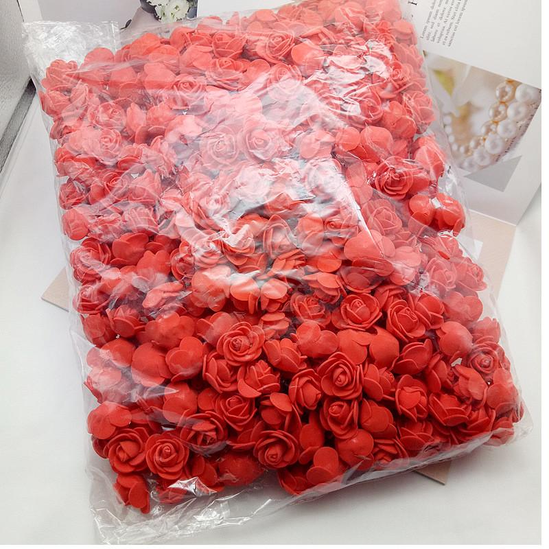 2.5cm仿真用pe玫瑰花装饰花花环泡沫花假花小花头500朵
