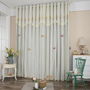 i9at窗帘遮光全遮光窗帘自带帘头田园风绿色客厅梦幻女孩卧室2024