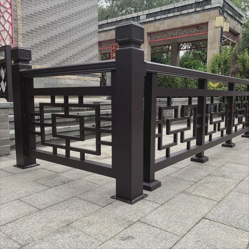 中式铝合金护栏四合院围栏别墅围墙栏杆露台庭院木纹仿古阳台栏杆