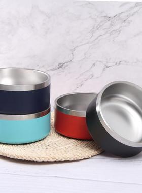 欧美爆款大容量双层304不锈钢狗碰宠物狗盆碗64oz食用32oz猫碗