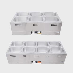 广多源商用电加热汤池不锈钢快餐车保温小型蒸菜台燃气保温售饭台
