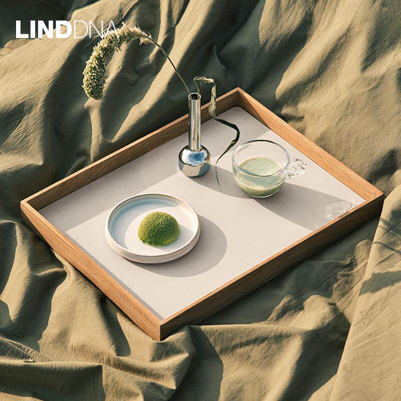 丹麦Lind DNA长方形复古柚木托盘木质咖啡茶具餐具皮革收纳置物盘