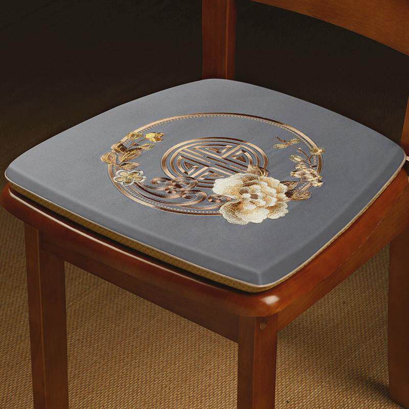 中式餐桌椅垫家用高档圆桌马蹄形椅子垫子实木餐椅垫四季通用椅垫