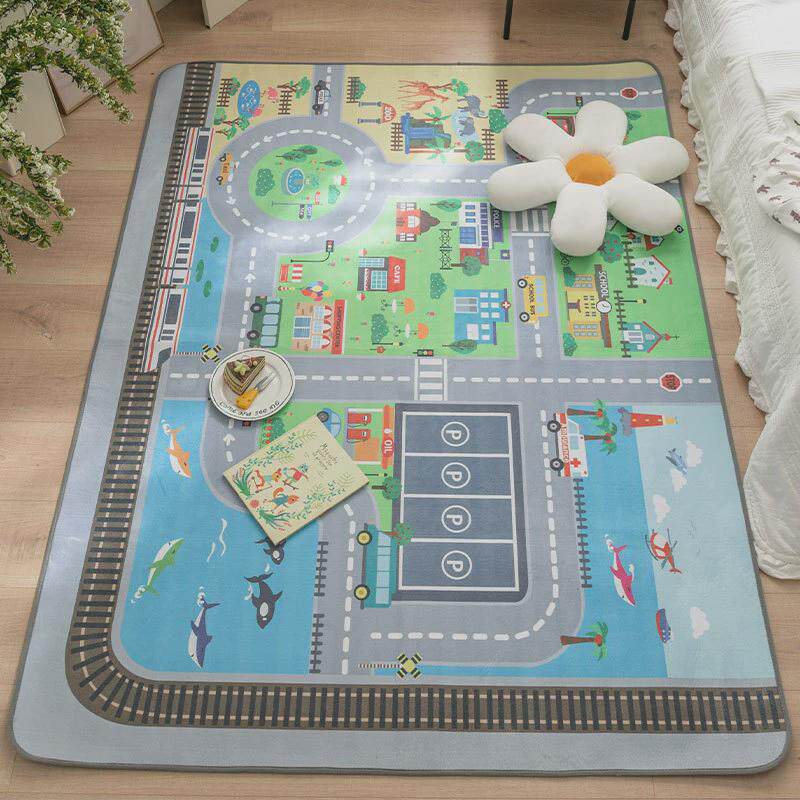 网红卡通地毯婴幼儿儿童房床边地垫防滑可水洗卧室客厅爬行爬爬垫