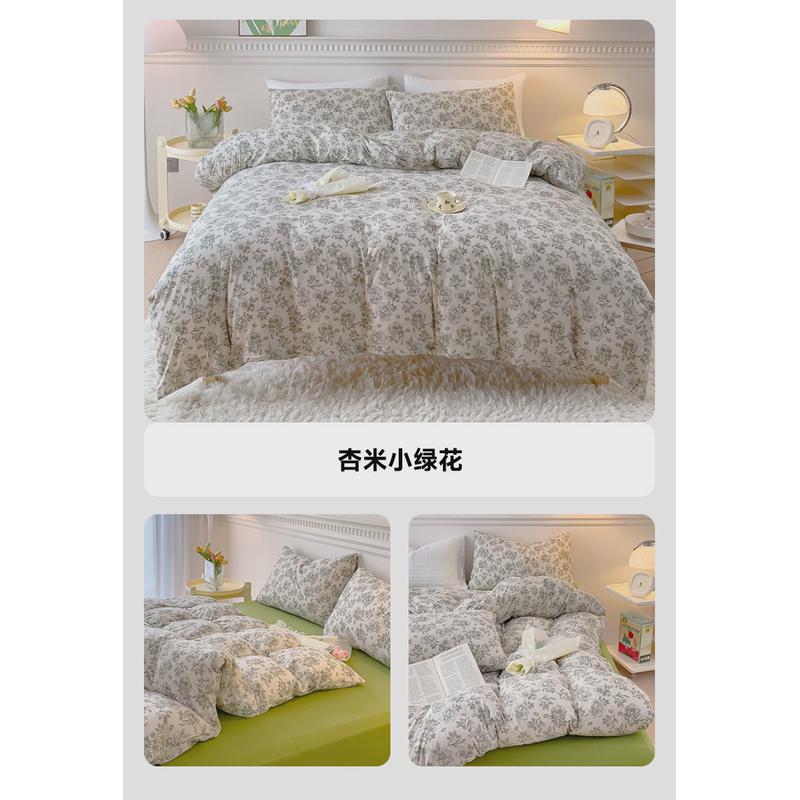 全棉针织棉天竺印花四件套活性棉小碎花亲肤被罩床笠款套件