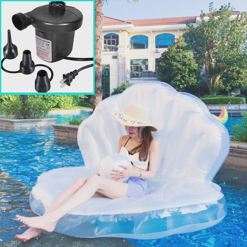 厂家直销新款充气贝壳浮排珍珠球扇形坐骑美人鱼水上充气浮床现货