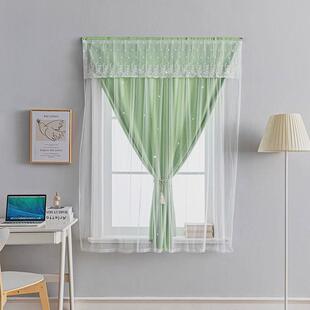 61n窗帘免打孔安装 镂空星星公主窗帘魔术贴粘贴飘窗卧室网红背景