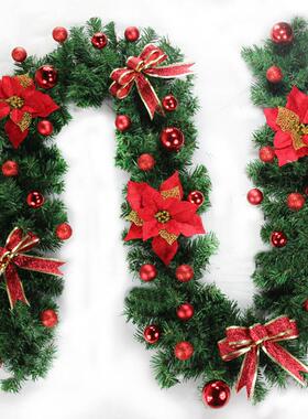 货源田园圣诞红果藤条180cm/2.7米加密红色金粉花圣诞节装饰