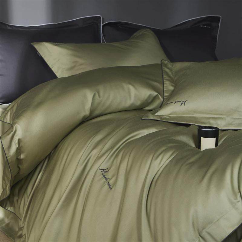 轻奢高长绒棉复古小奢绸黑色180支定纯棉四件套简约纯色被套全棉,床上用品,床品套件/四件套/多件套,淘宝优惠券,粉丝福利购,淘宝优惠卷