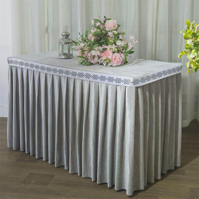 nn0i金丝绒商务活动办公会议桌布台布布套会展台花边桌裙桌套桌罩