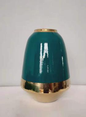 景德镇新中式会所电镀ins花瓶摆件酒店陶瓷转角桌面家居软装饰品