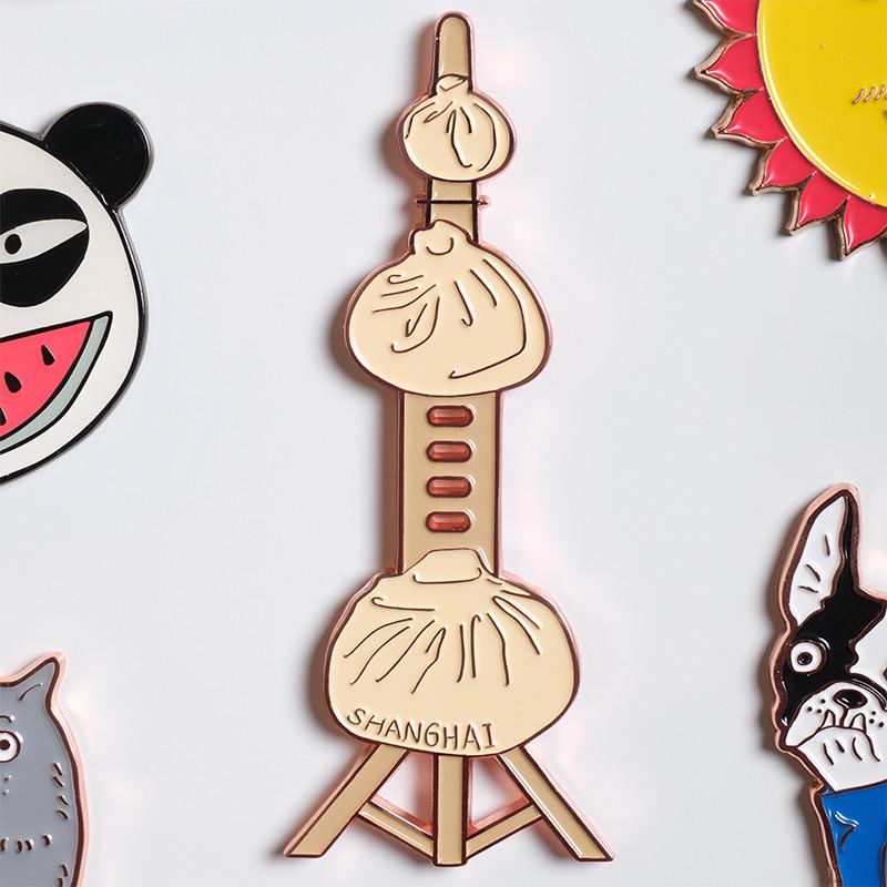 原创设计BUTTGooDS东方明珠小笼包冰箱贴 上海旅游纪念品金属磁贴